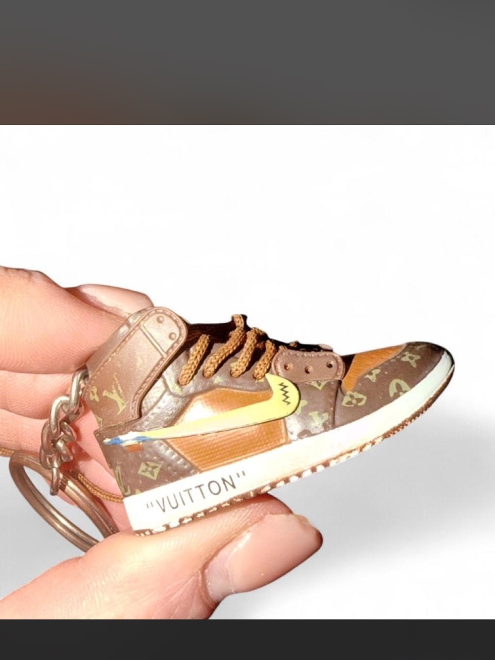 Mini LV nike Sneaker Keychain - Brown Monogram "VUITTON" Accent